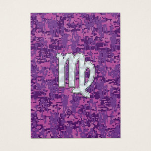 Cartes De Visite Virgo Zodiac Sign Pink Fuchsia Digital Camouflage
