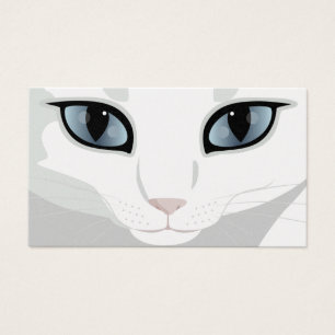 Cartes De Visite Visage blanc de chat avec la couleur d'oeil de
