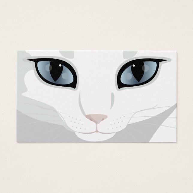 Cartes De Visite Visage de chat blanc avec la couleur de l'oeil de  (Devant)