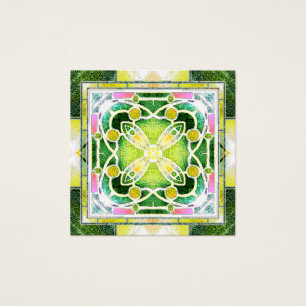 Cartes De Visite Vitrail de cathédrale en vert et lime