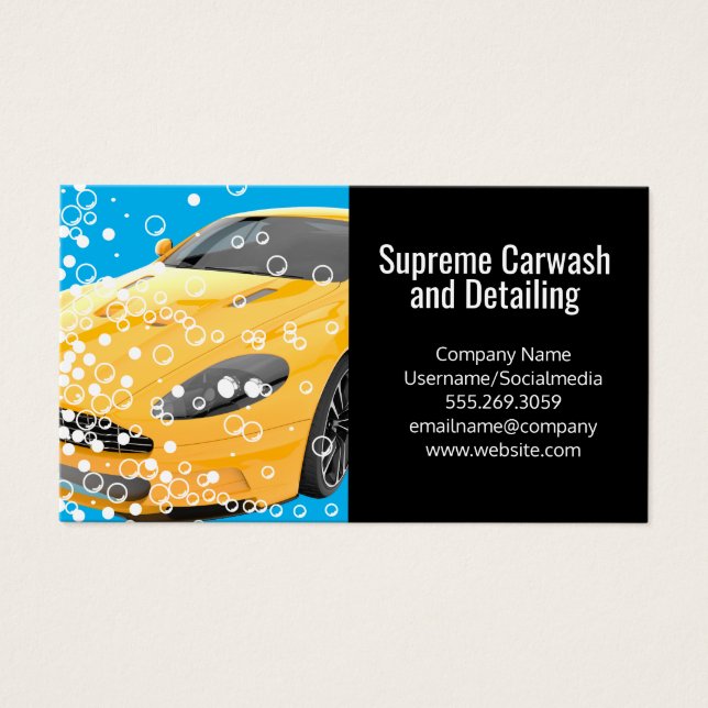 Cartes De Visite Voiture de sport jaune | Bulles (Devant)