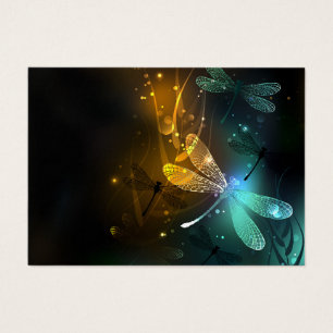 Cartes De Visite Vol de libellule verte lumineuse