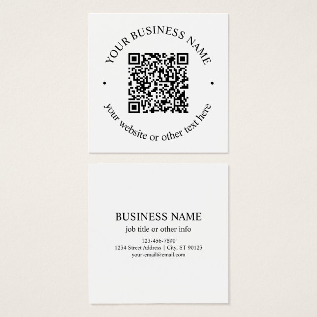 Cartes De Visite Votre code QR téléchargé avec texte circulaire mod (Devant & derrière)