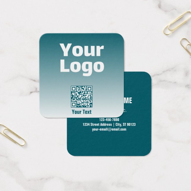 Cartes De Visite Votre logo avec code QR modifiable et Ombre de dég (Bureau)