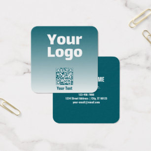 Cartes De Visite Votre logo avec code QR modifiable et ombre dégrad