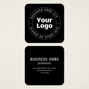 Cartes De Visite Votre logo et modèle de texte modifiable   Noir et