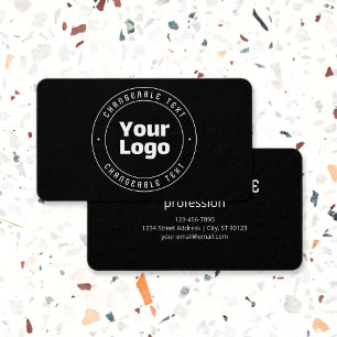 Cartes De Visite Votre logo et modèle de texte modifiable Noir et