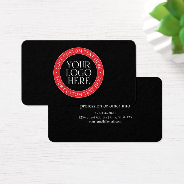 Cartes De Visite Votre logo ou autre image | Noir rouge et blanc (Bureau)