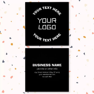 Cartes De Visite Votre logo ou image et texte modifiable   Noir et 