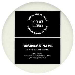 Cartes De Visite Votre logo ou image et texte modifiable   Noir et 