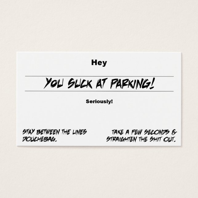 Cartes De Visite Vous Chuez Au Parking (Devant)