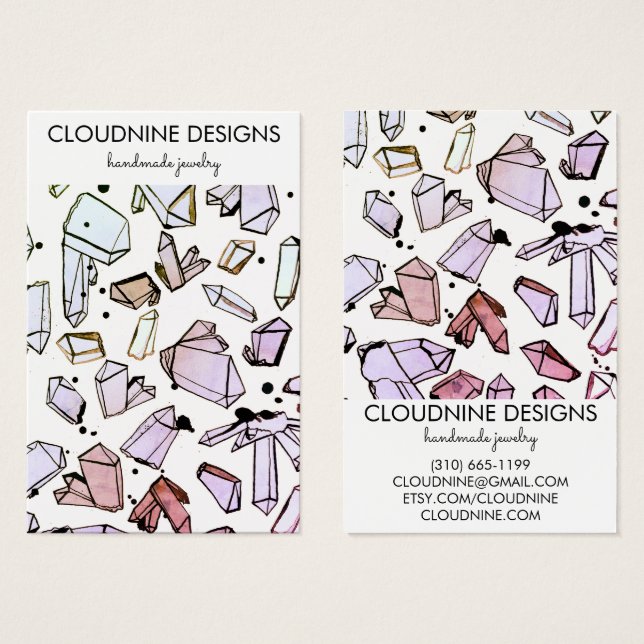 Cartes De Visite Watercolor Crystals Earring Jewelry Display Card (Devant & derrière)