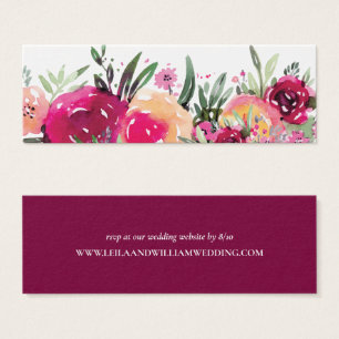 Cartes De Visite Watercolor Floral Pink Wedding Website RSVP