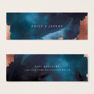 Cartes De Visite Watercolor Marine Blue Moody Rose Gold Cadeau Regi