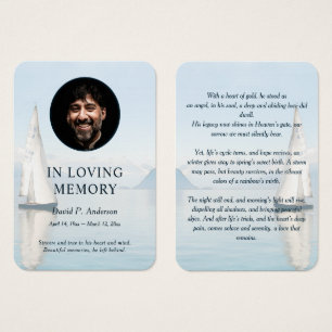 Cartes De Visite Watercolor Sailing Boat Memorial Photo Cards