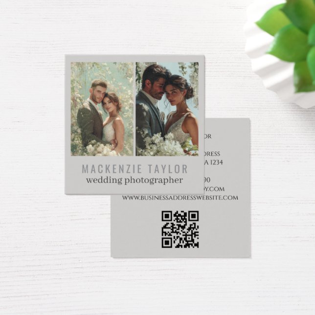 Cartes De Visite Wedding Photographer 2 Photo Personalized QR Code (Bureau)