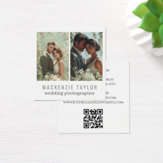Cartes De Visite Wedding Photographer 2 Photo Personalized QR Code