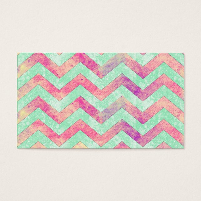 Cartes De Visite Whimsical Purple Abstrait Mint vert rose Chevron (Devant)