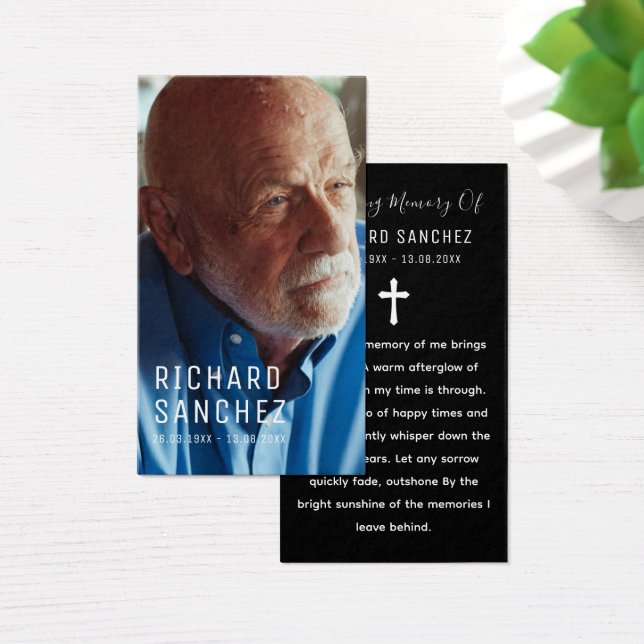 Cartes De Visite White & Black Elegant Photo Funeral Prayer Cards (Bureau)