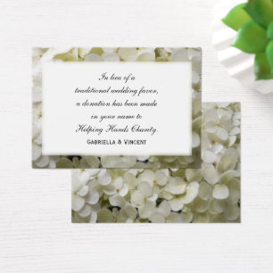 Cartes De Visite White Hydrangea Mariage Charity Favore