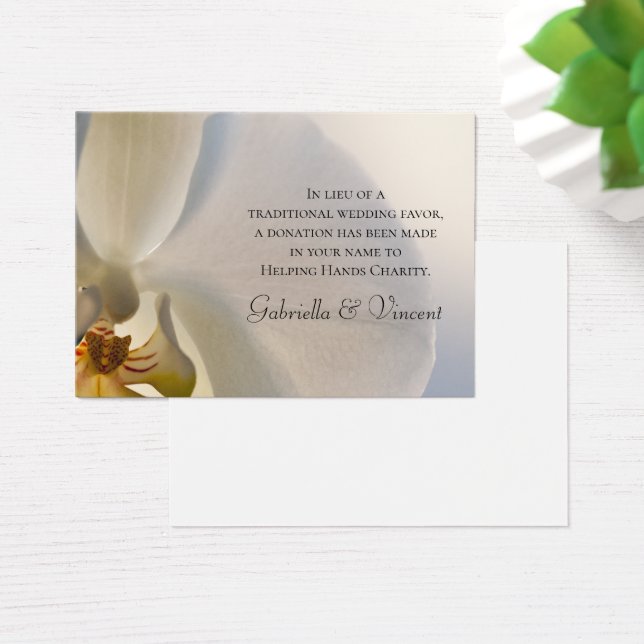 Cartes De Visite White Orchid Elegance Charity Wedding Favor Card (Bureau)