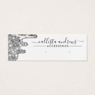 Cartes De Visite White Silver Chunky Glitter Drips Earring Display