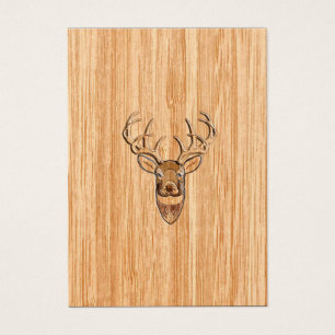Cartes De Visite White Tail Deer Head Wood Grain Background