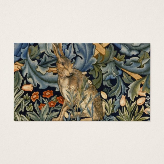 Cartes De Visite William Morris Forest Rabbit Floral Art (Devant)