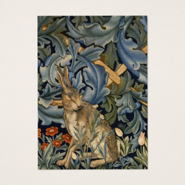 Cartes De Visite William Morris Forest Rabbit Floral Art (Devant)