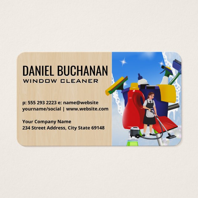 Cartes De Visite Window Cleaning | Squeegee | Maid (Devant)