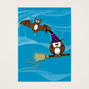 Cartes De Visite witch and bat owwls