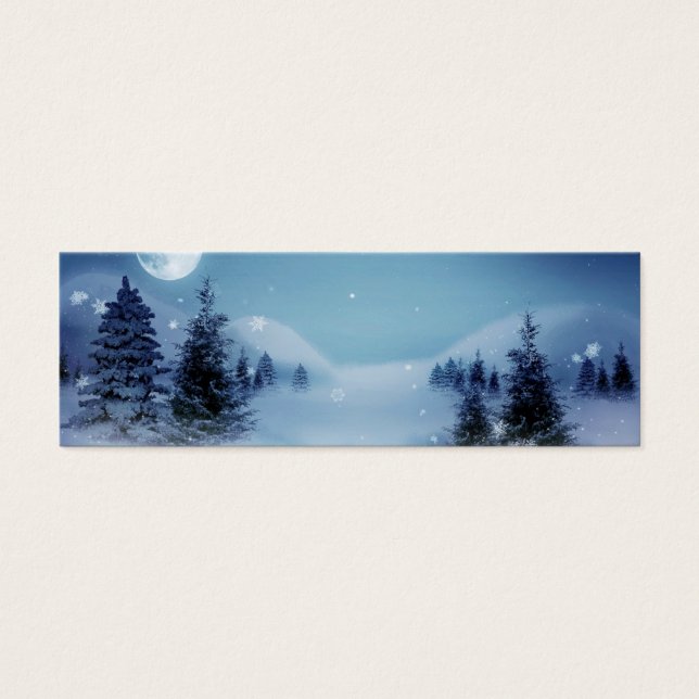 Cartes De Visite Wonderland d'hiver de nuit (Devant)