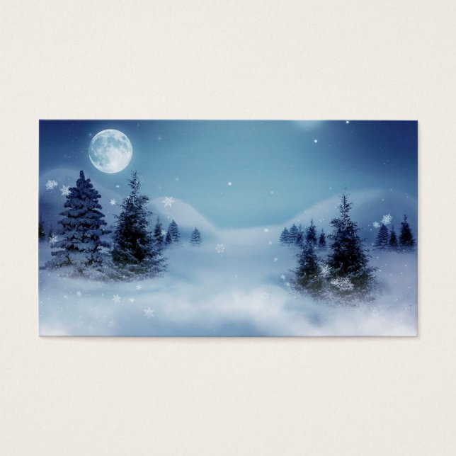 Cartes De Visite Wonderland d'hiver de nuit (Devant)