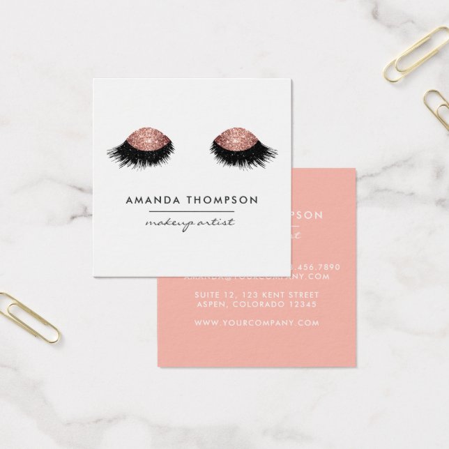 Cartes De Visite Yeux Pailletés Rose Gold (Bureau)