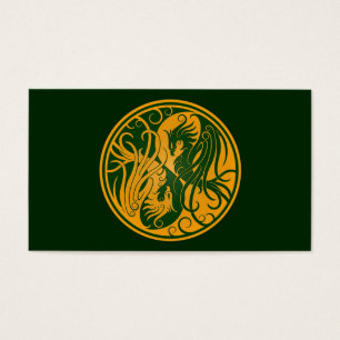 Cartes De Visite Yin jaune et vert Yang Phoenix