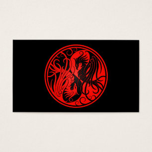 Cartes De Visite Yin rouge et noir Yang Phoenix