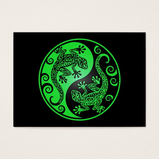 Cartes De Visite Yin Yang Geckos vert et noir (Devant)