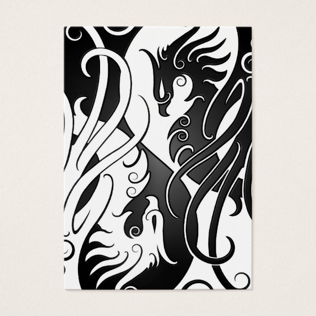 Cartes De Visite Yin Yang Phoenix blanc et noir (Devant)