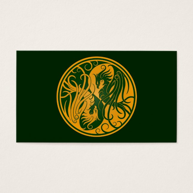 Cartes De Visite Yin Yang Phoenix jaune et vert (Devant)
