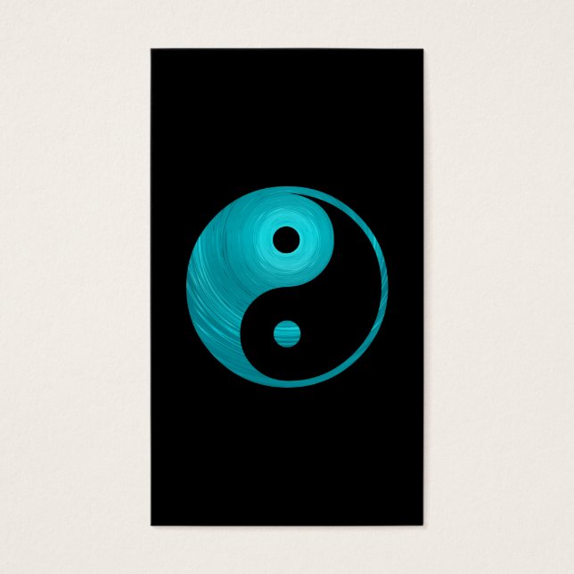 Cartes De Visite Yin Yang Turquoise Blue Aqua Spiral Modèle Noir (Devant)
