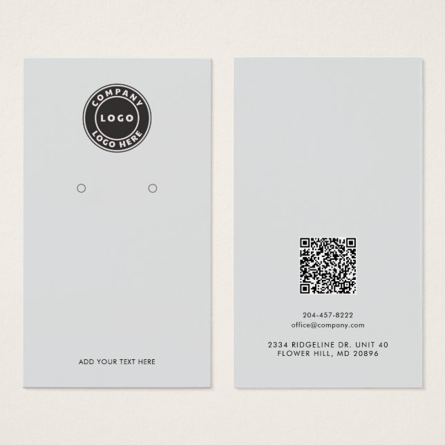 Cartes De Visite Your Business Logo QR Code Earrings Display Card (Devant & derrière)