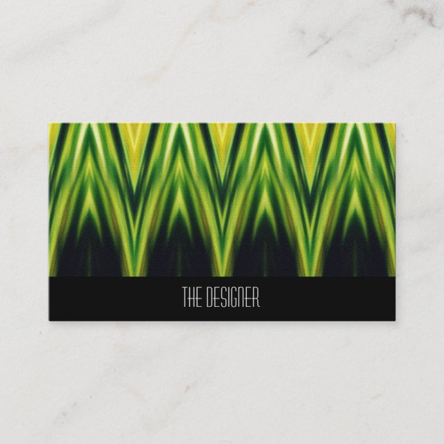 Cartes de visite Zigzags Vert Jaune Modèle (Devant)
