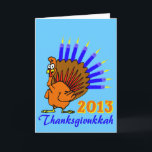 Cartes de voeux 2013 de Thanksgivukkah Menurkey<br><div class="desc">Envoyez à Thanksgivukkah 2013 souhaits avec cette carte classique de menurkey ce Hanoukka ! Comporter une dinde drôle de bande dessinée avec un menorah pour une queue. Un Hanoukka-Thanksgiving ne se produira pas pendant encore 77.000 années ! Saisissez quelques grandes cartes de souvenir pour cette une fois-dans-un-vie-célébration. Choisissez ce graphique...</div>