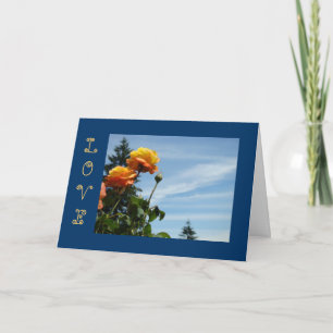 Cartes de vœux AMOUR Ciel bleu Roses oranges