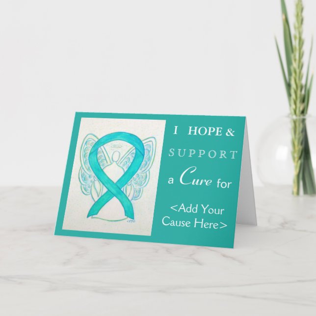 Cartes de voeux Angel turquoise de sensibilisation (Devant)