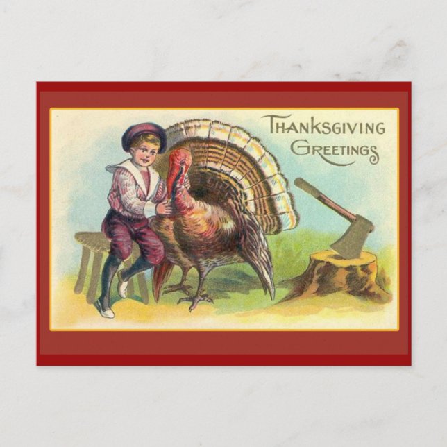 Cartes de voeux Art Thanksgiving vintages (Devant)