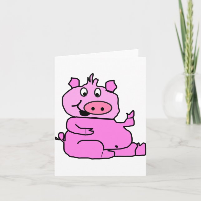 Cartes de vœux au cochon riant (Devant)