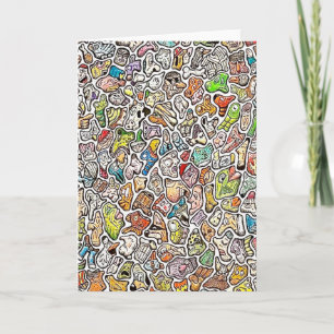 Cartes de vœux au crayon de couleur avec des visag
