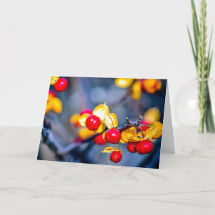 Cartes de voeux automne Rouge Berry et feuille jau