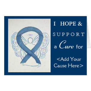 Cartes de voeux Bleu Denim Awareness Ruban Art